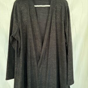 JM Collection Black Sweater with Gold Speckles